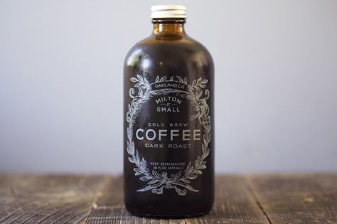 Milton & Small ~ Oakland, CA Retro Coffee, Coffee Packaging, Coffee Branding, Pretty Packaging, Dark Roast, Cold Brew Coffee, On The Top, Coffee Love, Coffee Bottle