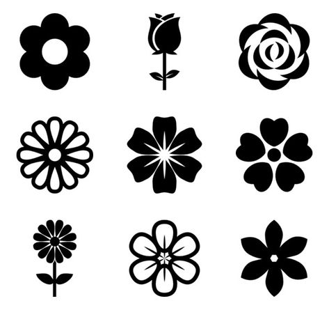 Flower with rounded petals - Free nature icons Gray Icons, Png Quotes, Clip Art Frames Borders, Flower Icon, Flower Icons, Weaving Designs, Silhouette Stencil, Transparent Image, Vector Flowers