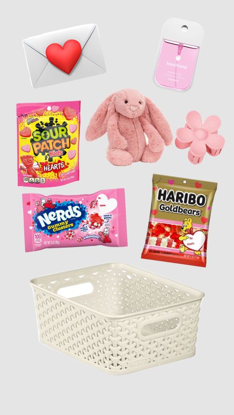 Cheap Easter Baskets, Cheap Gift Baskets, Pink Gift Basket, Valentines Day Bags, Valentines Day Baskets, Valentine Baskets, Preppy Gifts, Birthday Basket, Hello Kitty Makeup