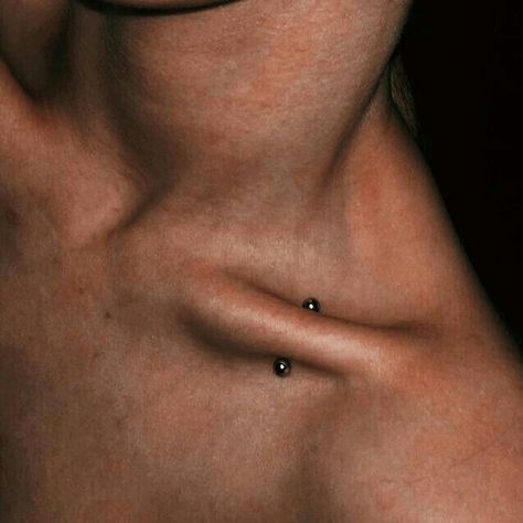 Cursed Piercings, Collarbone Piercing, Collar Bone Piercing, Chest Piercing, Neck Piercing, Belly Button Piercing Jewelry, Human Body Art, Blush Pink Dresses, Piercing Shop