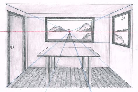 One Point Perspective Room Drawing - Drawing Backgrounds | My ... Perspective Drawing Room, One Point Perspective Room, Linear Perspective Drawing, 1 Point Perspective Drawing, 2 Point Perspective Drawing, Perspective Room, Perspective Lessons, 1 Point Perspective, High School Art Lessons