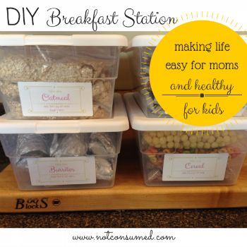 DIY Breakfast station...making life easy for mom and healthy for the kids. 60+ days of self-serve br Self Serve Breakfast Station, Food Organization, Breakfast Station, Cake Courgette, Kids Cereal, Diy Breakfast, School Edition, Kid Recipes, Table D Hote