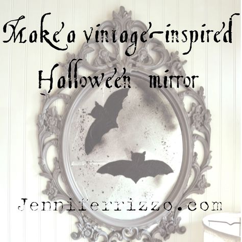 Make a vintage-inspired halloween mirror... (it's removable so you don't mess up mirror)! Halloween Decorations Diy, Halloween Mirror, Fun Diy Halloween Decorations, Spider Wreath, Spooky Party, Spooky Spiders, Halloween Spooktacular, Fun Halloween Decor, Cling Wrap