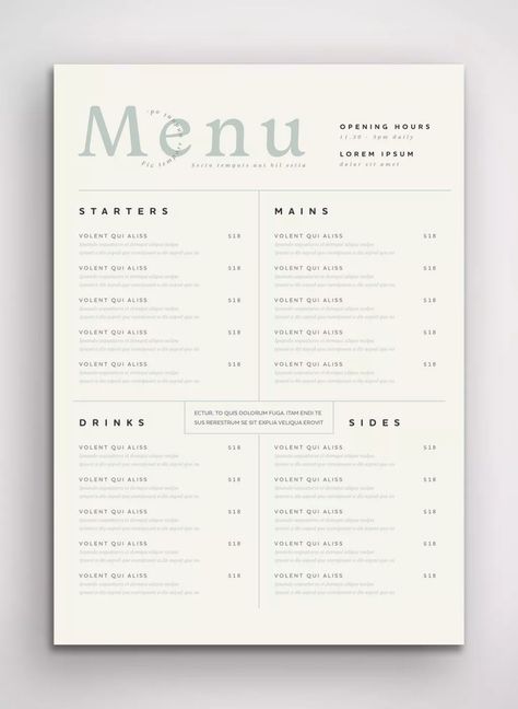 French Menu Card, French Restaurant Menu Design, A4 Menu Design, Clean Menu Design, Chic Menu Design, Minimalistic Menu Design, High End Menu Design, Simple Menu Design Layout, Cafe Menu Design Layout