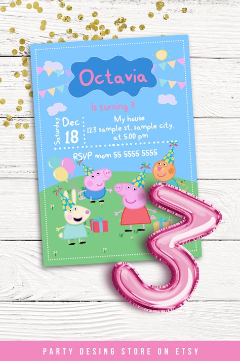 Peppa Pig Birthday Invite, Peppa Pig Party Invitations, Peppa Pig Birthday Party Invitations, Peppa Pig Invitation, Peppa Pig Invitations, Peppa Birthday, Peppa Pig Birthday Invitations, Peppa Party, Peppa Pig George