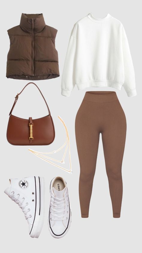 Brown Leggings And Gilet Outfit Stile Blair Waldorf, Adrette Outfits, Mode Kylie Jenner, Look Legging, Thanksgiving Outfit Ideas, What To Wear Fall, Fest Outfits, Thanksgiving Outfits, Smink Inspiration