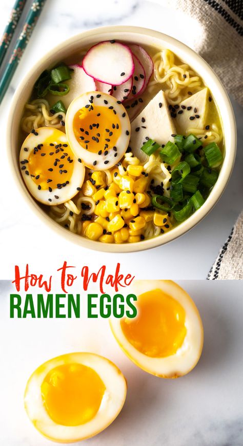 Ramen Bowl With Egg, Noodles With Soft Boiled Egg, Eggs For Ramen Soup, How To Soft Boil An Egg For Ramen, How To Make Soft Boiled Eggs For Ramen, Ramen With Soft Boiled Egg, Ramen Soft Boiled Egg, Perfect Ramen Egg, Soft Boiled Eggs For Ramen