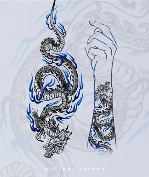 Water Dragon Tattoo, Japanese Dragon Tattoo Meaning, Japanese Water Tattoo, Blue Dragon Tattoo, Gotik Tattoo, Dragon Tattoo Arm, Dragon Tattoo Meaning, Dragon Tattoo Ideas, Dragon Tattoos For Men