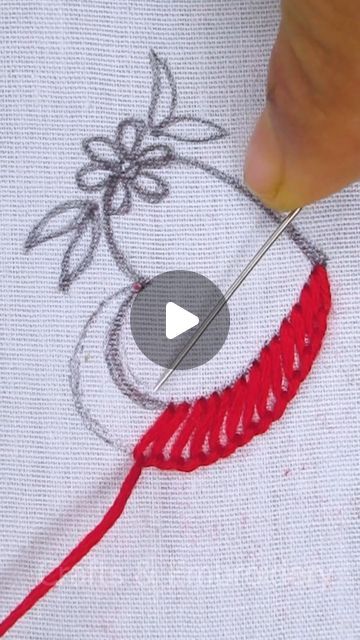 Embroidery Heart Simple, Cute Tutorial, Embroidery Cute, Embroidery Hearts, Small Rangoli, Small Rangoli Design, Heart Embroidery, Folk Embroidery, Design Embroidery