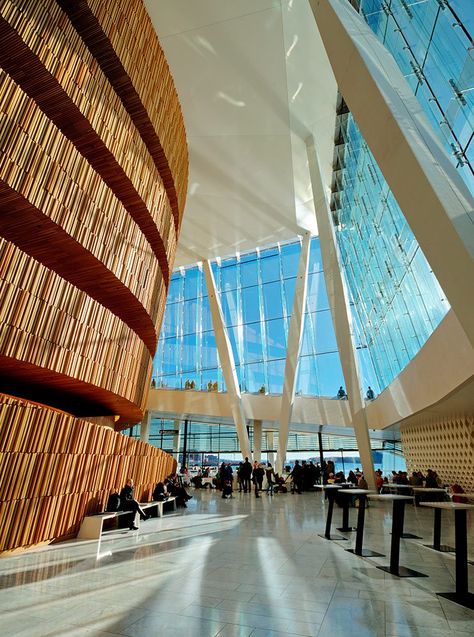 The interior of Oslo Opera House in Norway Sydney Opera House Interior, Oslo Travel, Oslo Opera House, Nordic Architecture, Visit Oslo, World Architecture Festival, Scandinavian Architecture, Photoshoot Locations, Tori Amos