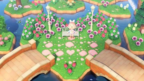 Animal Crossing Inspiration on Instagram: “Did you hear about the romance on Heart Island? 💖 I want to see your hearts in the comments!! ❤️💜🧡💛💚💙🤎🤍🖤 #acnhidea by: karengucci (reddit)” Ac Codes, Pond Animals, Island Aesthetic, Pink Island, Ac New Leaf, Animal Crossing Guide, Blossom Season, Acnh Designs, Animal Crossing Qr Codes Clothes