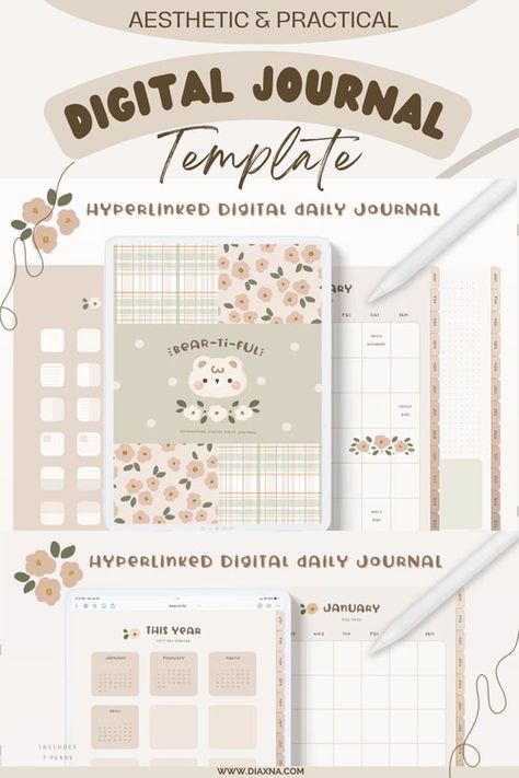 Ultimate Collection of Resources for Your Journaling Journey || Bujo & Digital Journaling Templates! — DIAxNA Kawaii Journal Ideas Free Printable, Free Digital Templates For Goodnotes, Digital Bujo Template, Digital Journaling Template, Goodnotes Diary Template Free, Digital Journal Aesthetic Template, Free Templates For Goodnotes, Goodnotes Journal Ideas, Diary Template Journals