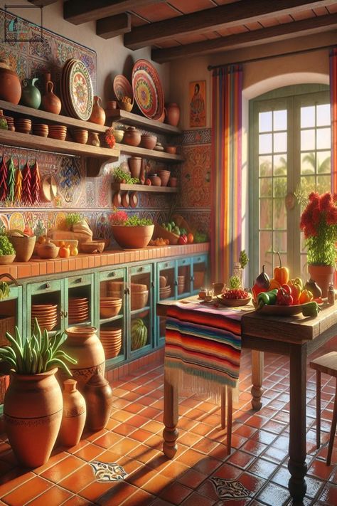 Top Best Mexican Kitchens Ideas Mexican Boho Decor, Mexican Kitchen Ideas, Rustic Mexican Home Decor, Mexican Inspired Kitchen, Mexican Style Kitchens Ideas, Fun Kitchens, Mexican Casa, Arizona Kitchen, Mexican Style Kitchens