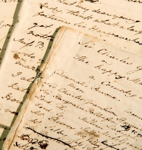 Close up of the "Sir Charles Grandison'"manuscript hand written by Jane Austen. Jane Austen Novels Aesthetic, Persuasion Aesthetic, Novels Aesthetic, Austen Aesthetic, Writer Academia, Emma Woodhouse, Emma Jane Austen, You Are My Moon, Jane Austen Novels