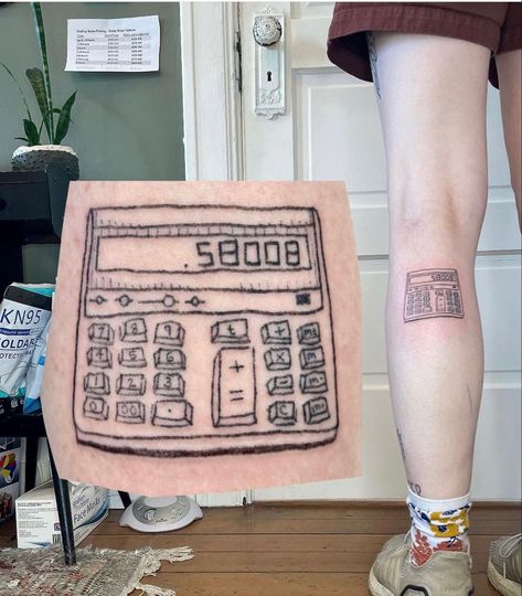 Calculator Tattoo, Hand Poked Tattoo, Calculator, Face Mask, Doodles, Tattoos, 10 Things, On Instagram, Instagram