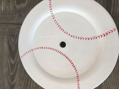 diy tiered baseball snack or cupcake display stand Baseball Snacks, Baseball Theme Birthday, Cupcake Display Stand, Easy Fall Wreaths, Baseball Crafts, Mother Daughter Projects, Wooden Platters, Mirror Makeover, Diy Chalk Paint