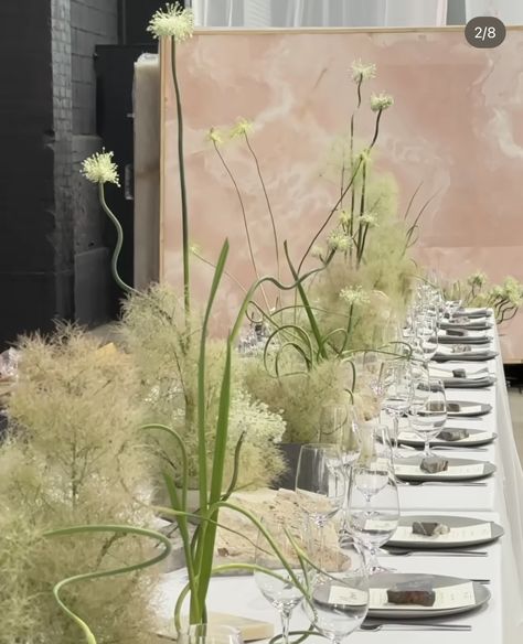 Wedding Tablescape Inspiration, Ethereal Wedding Flowers, Babysbreath Centerpieces Round Table, Modern Wedding Table Decor, Floral Tablescape, Wedding Table Display, Nyc Florist, Modern Wedding Flowers, Garden Birthday