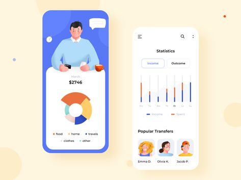 Financial statistic app design by Taras Migulko on Dribbble Chart Ui, Ui Ux Website, Css Design, App Design Layout, Apps Design, App Interface, App Ui Design, Saint Charles, Html Css