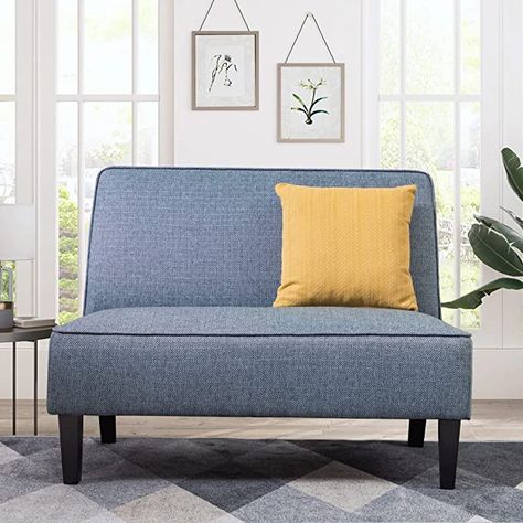 Amazon.com: Changjie Furniture Linen Loveseat Sofa Couch Upholstered Small Loveseat for Bedroom Armless Living Room Chairs Cushioned 2-Seater Settee loveseat (Prints) : Home & Kitchen Armless Chair Living Room, Small Sofa Couch, Living Room Blue, Mini Couch, Small Loveseat, Small Couch, Upholstered Couch, Mini Love, Living Room Prints