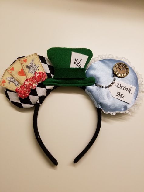 Mad Hatter Headband, Alice In Wonderland Minnie Ears, Mad Hatter Mickey Ears, Alice In Wonderland Mouse Ears, Disney Mickey Ears Diy, Boys Mickey Ears, Alice In Wonderland Ears, Alice In Wonderland Disney Ears, Alice In Wonderland Mickey Ears