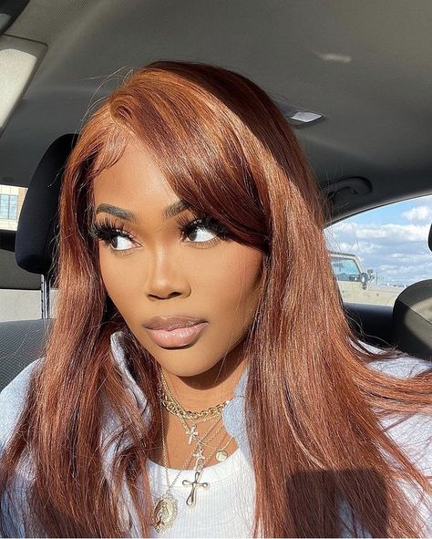 Ginger And Brown Hair, Ginger Brown Hair Color, Color On Black Women, Hair Color On Black Women, Cinnamon Hair Color, Cinnamon Brown Hair Color, Ginger Brown Hair, Cinnamon Brown Hair, Reddish Brown Hair Color