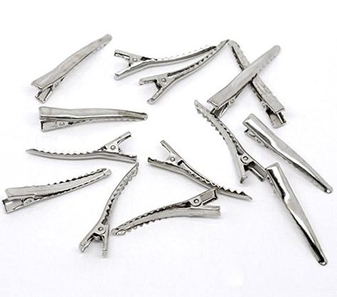 PEPPERLONELY Brand 50PC Silver Tone Single Prong Alligator Hair Clips 45x10mm (1-3/4x3/8 Inch) ** Click on the image for additional details. Charms Candy, Hair Clips Diy, Bow Making, Pandora Bracelet Charms, Making Hair Bows, Homemade Jewelry, Jewelry Making Charms, Diy Hair Bows, Diy Hair