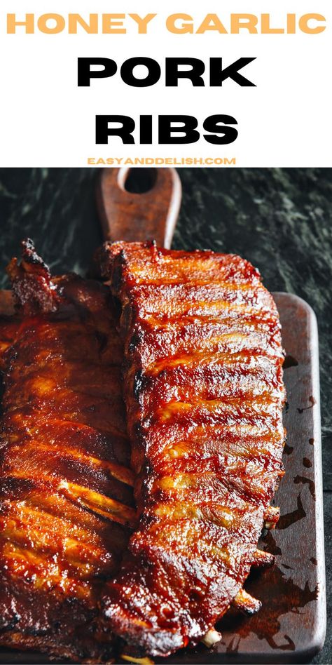 Honey Garlic Pork Ribs, Marinated Pork Ribs, Oven Baked Pork Ribs, Honey Ribs, Honey Garlic Ribs, Baked Pork Ribs, Baked Bbq Ribs, Honey Garlic Pork, Bbq Recipes Ribs