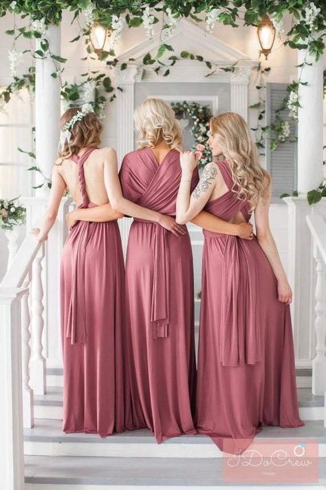 Rosewood Bridesmaid Dress Infinity Dress Floor Length Maxi Wrap Convertible Dusty Rose Dress Wedding Dress Multiway Dress Rose Prom Dress, Cheap Long Bridesmaid Dresses, Infinity Dress Bridesmaid, Wrap Dress Bridesmaid, Multiway Dress, Dusty Rose Bridesmaid Dresses, Rose Bridesmaid Dresses, Multi Way Dress, Dusty Rose Dress