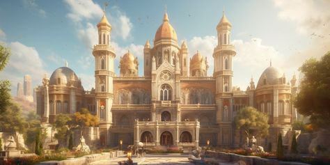 Fantasy Government Building, Mountain Palace, Castle Concept Art, Dnd Landscape, Pretty Architecture, Kingdom Ideas, Kingdom Castle, Castle Plans, Fantasy Cities