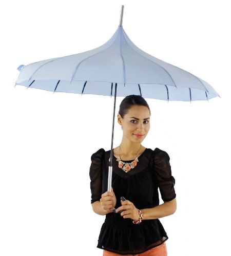 Parisian Pagoda Parasol Umbrella in 9 Assorted Colors Greatlookz Colors: Light Blue Greatlookz http://smile.amazon.com/dp/B003UH8034/ref=cm_sw_r_pi_dp_C1EItb13DP448C54 Led Umbrella, Parasol Umbrella, Umbrella Lights, Spring Tea, Jewelry Store, Shoes Jewelry, Umbrella, Light Blue, Tea