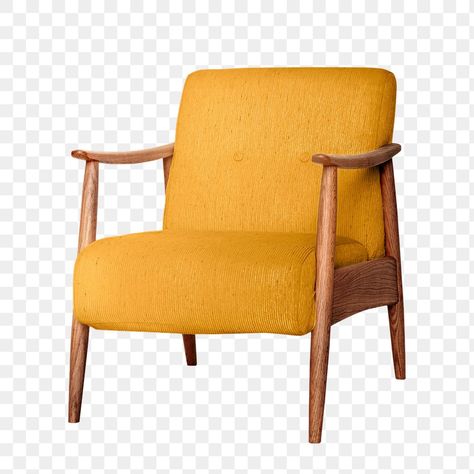 Furniture Png Photoshop, Chair Png, Furniture Png, Yellow Chairs, Drawing Furniture, Yellow Furniture, Yellow Chair, Cafe Furniture, Furniture Free