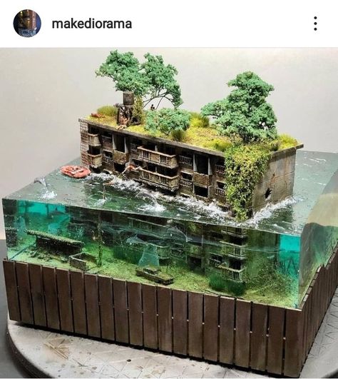 Seni Resin, Castle House Design, Amazing Resin, Aquascape Design, Post Apocalyptic Art, Resin Crafts Tutorial, Military Diorama, Epoxy Resin Art, Diy Resin Art