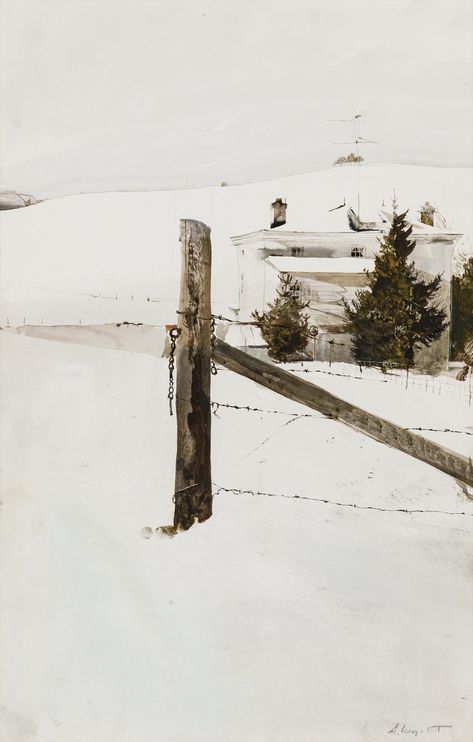 Lot - ANDREW WYETH, American (1917-2009), "Gate Chain", 1967, watercolor on paper, 20 3/4 x 13 1/4 inches (sight) Andrew Wyeth Watercolor, Andrew Wyeth Paintings, Andrew Wyeth Art, John Keats, Andrew Wyeth, Watercolor On Paper, Book Plates, Watercolor Landscape, American Artists