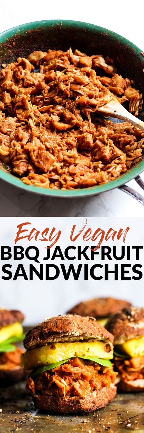 Meet jackfruit: the BEST vegan pulled pork alternative! These Easy Vegan BBQ Jackfruit Sandwiches are your new summer staple for cook-outs & parties. Vegan Pulled Pork Sandwich, Jackfruit Sandwich, Vegan Pulled Pork, Homemade Bbq Sauce Recipe, Bbq Jackfruit, Jack Fruit, Jackfruit Recipes, Vegan Sandwiches, Vegan Bbq