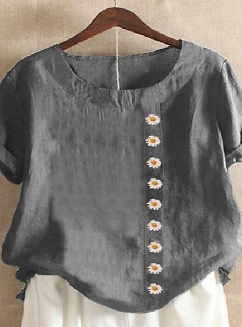 Shirt Blouses Tops, Loose Blouse, Tunic Shirt, Linen Women, Casual Blouse, Short Sleeve Blouse, Plus Size Tops, Vintage Tops, Vintage Shirts