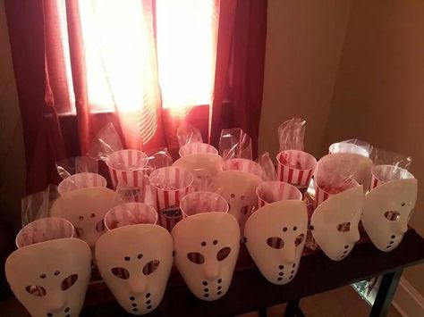 Friday the 13th party! Friday The 13th Party Ideas Decoration, Horror Cupcakes, Friday The 13th Party Ideas, Horror Themed Birthday Party, Horror Party Decorations, Friday The 13th Party, Halloween Party Ideas For Adults, Horror Birthday, Horror Themed Party