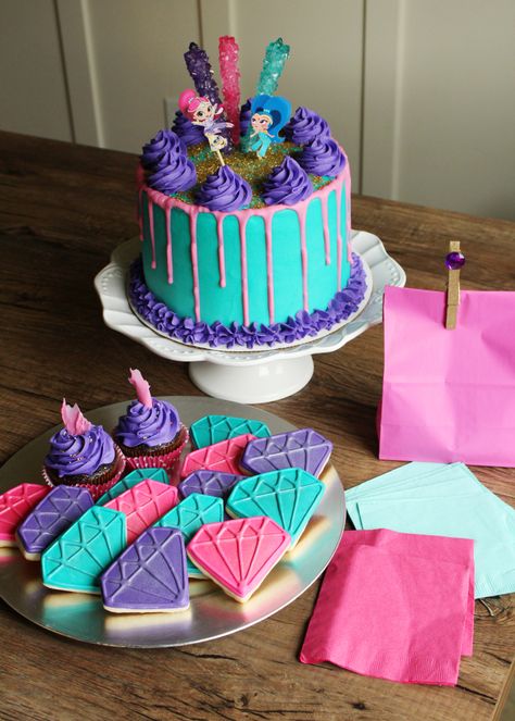 acsparty Shimmer And Shine Decorations, Shimmer And Shine Cake, Shimmer And Shine Birthday, Aladdin Birthday Party, Princess Jasmine Birthday, 7 Birthday, Chocolate Candy Recipes, Cake Stuff, Shimmer Shine