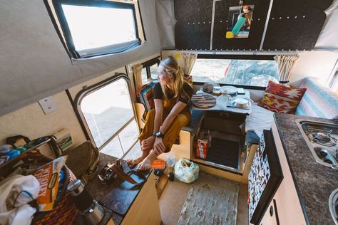 Couple's 4x4 Truck Camper Tiny House Truck Camper Interior, Camper For Sale, Camper Truck, Camper Interior Design, Off Road Truck, 4x4 Truck, Bus Life, Popup Camper, Home On The Range