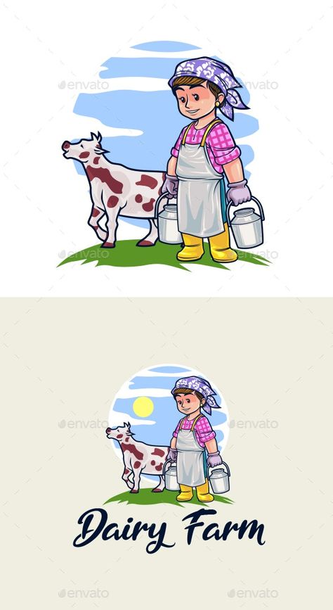 Farmer Logo Design, Dairy Farm Logo, Farmer Character, Farmer Design, Brand Mascot, Handpainted Tote, Speed Logo, Handpainted Tote Bags, Agriculture Logo