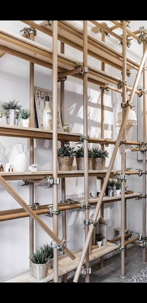 Scaffolding Design Ideas, Scaffolding Design, Scaffolding, Shop Interiors, Cafe Design, Commercial Interiors, Woodworking Shop, Exhibition Design, Store Design