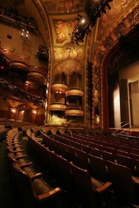 New York City, NY - The New Amsterdam Theater. Built in 1903 to originally host Zigfield's Follies, the theater is now home to resident Broadway Disney shows. It's gorgeous! Classical Theatre Aesthetic, Haunted Theater Aesthetic, New York Theatre, Olive Thomas, Stage Theater, New York Theater, Nyc History, A Night At The Opera, 42nd Street