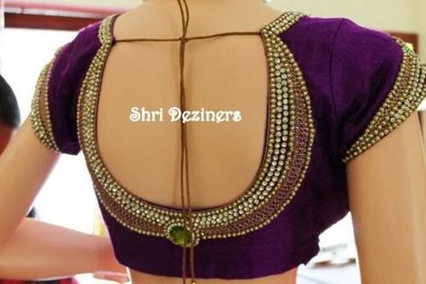 Blouse Designs By Shri Designers Latest Designer Blouse Designs, Blouse Designs For Silk Sarees, Blouse Designs Back Neck, Designer Blouse Designs, Blouse Designs Back, Stone Work Blouse, Plain Sarees, Designs Blouse, Blouse Design Ideas