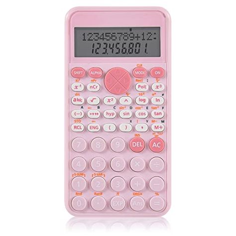 EooCoo 2-Line Standard Scientific Calculator, Portable and Cute School Office Supplies, Suitable for Primary School to College Student Use - Pink Cartesian Coordinates, Calculator Design, Scientific Calculators, Exponential Functions, Cute Desk Accessories, Scientific Calculator, Standard Deviation, Square Roots, Cute Desk