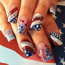 Red White And Blue Nails, White And Blue Nails, Patriotic Nails Design, Patriotic Nails, Fourth Of July Nails, Natural Nail Art, 4th Of July Nails, Holiday Nail, Holiday Nail Art