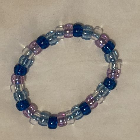 Pink and blue Kandi bracelet Blue Kandi, Kandi Bracelets, Winter Party, Pink And Purple, Blue And Purple, Bracelet, Purple, Pink, Blue