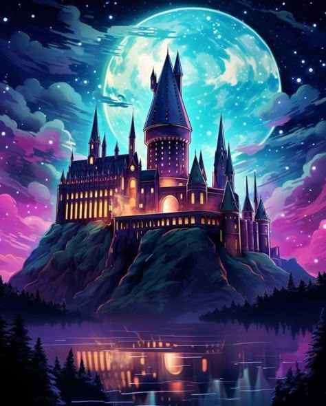 Hogwarts Art Wallpaper, Stamperia Fortune, Hogwarts Art Castle, Hogwarts Great Hall, Harry Potter Logo, Harry Potter Hogwarts Castle, Castle Illustration, Harry Potter Painting, Bookish Stickers