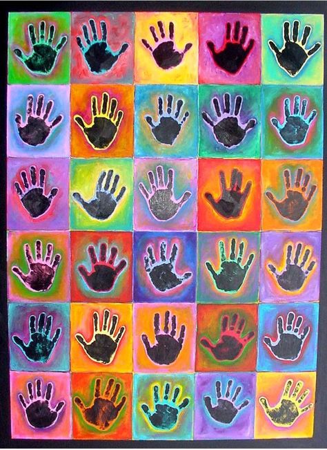 Kindergarten Warhol - created as a class project Group Art Projects, Class Art Projects, Kindergarten Art Lessons, Collaborative Art Projects, Kindergarten Art Projects, Auction Projects, Classroom Art Projects, Elementary Art Projects, Giveaway Winner