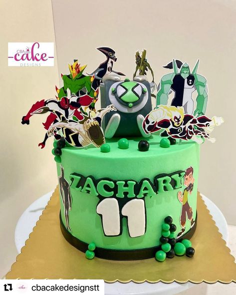 #Repost @cbacakedesignstt with @use.repost ・・・ Ben 10 is ready for action!⚡️ It’s hero time…..by the power of 10!!🟢⚫️ Celebrating Zachary’s birthday 🥳 with his very own Omnitrix watch 🛸🔥and some of his favourite alien heroes 👽🎉 #ben10 #ben10cake #ben10birthday #birthdaycakesforkids #omnitrix Ben 10 Cake, Power Of 10, Ben 10 Birthday, Powers Of 10, 10 Birthday Cake, Hero Time, Baby Birthday Cakes, Birthday Cake Kids, Ben 10