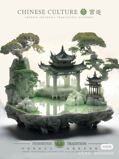 Kolam Air, الفن الرقمي, Teapot Design, Asian Architecture, Chinese Garden, 3d Modelle, Chinese Architecture, Fantasy Art Landscapes, Chinese Culture