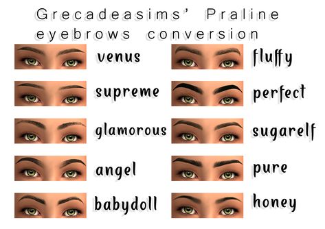 Praline Sims Eyebrows, Sims 2 Eyebrows, Sims 2 Makeup, Ts2 Hair, Ts2 Cc, Play Sims, The Sims 2, Classic Hairstyles, Sims 4 Mods Clothes